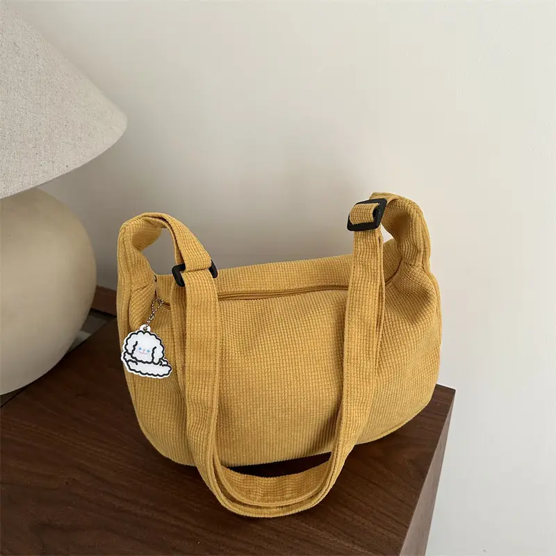 Beige Waffle Knit Shoulder Bag for Women - Image 11