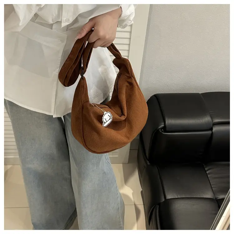 Beige Waffle Knit Shoulder Bag for Women — feature 12