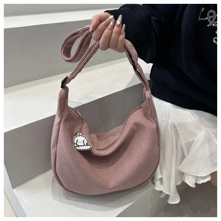 Beige Waffle Knit Shoulder Bag for Women — feature 18