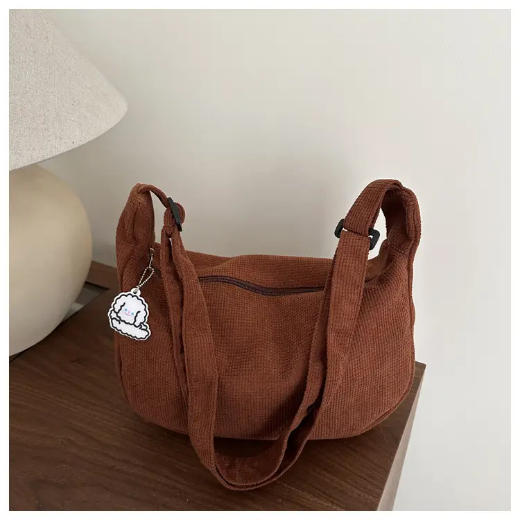 Beige Waffle Knit Shoulder Bag for Women — feature 31