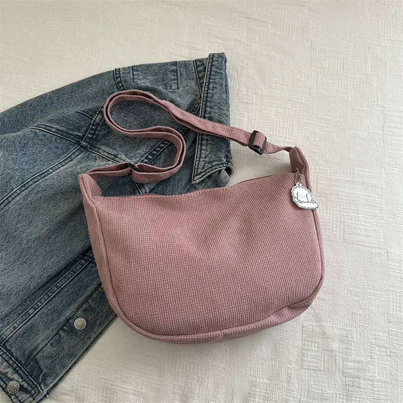 Beige Waffle Knit Shoulder Bag for Women - Image 4
