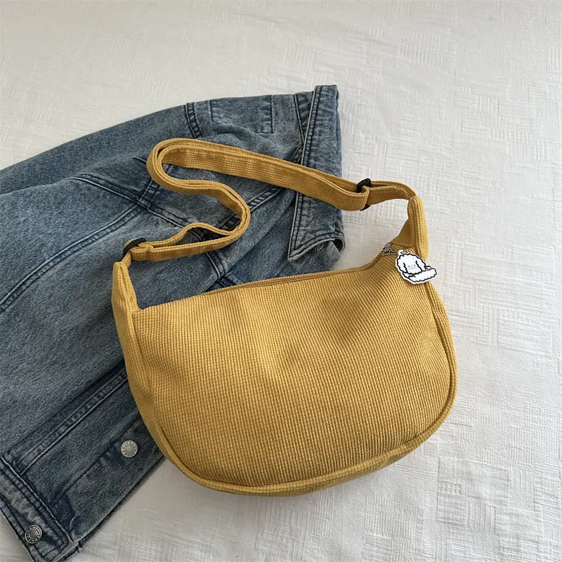 Beige Waffle Knit Shoulder Bag for Women - Image 7