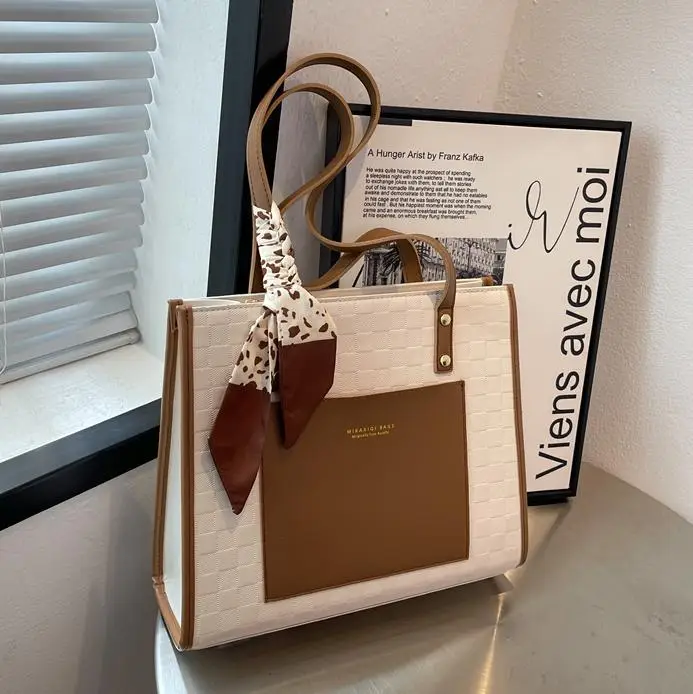 Women Cross-Border Shoulder Bag Large Capacity Contrasting Color - Image 4