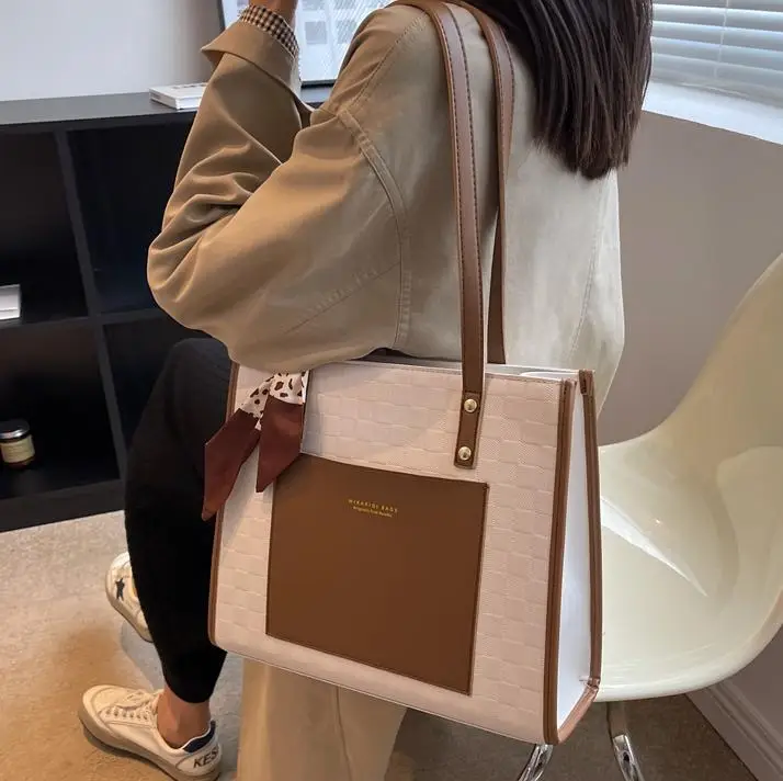 Women Cross-Border Shoulder Bag Large Capacity Contrasting Color - Image 6