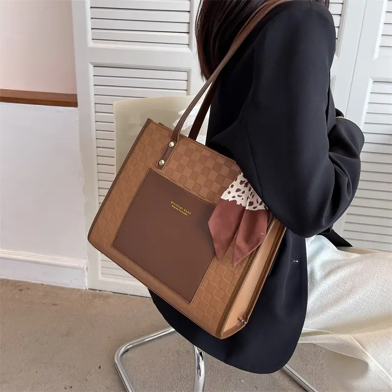 Women Cross-Border Shoulder Bag Large Capacity Contrasting Color - Image 2