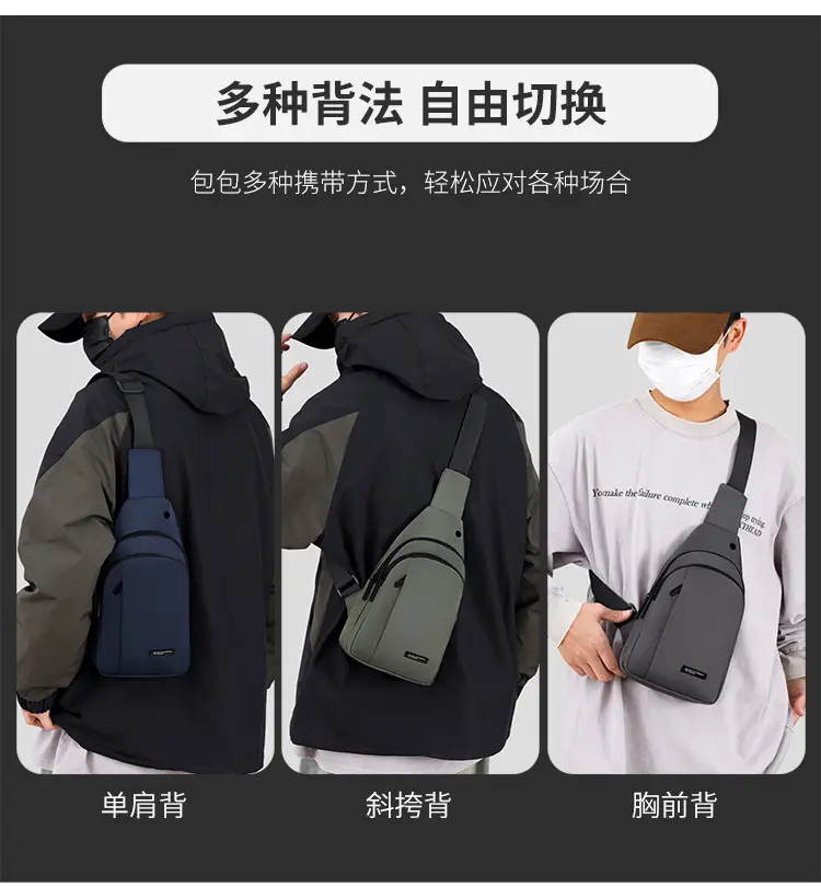 Men's Black Crossbody Bag Lightweight Casual Travel Satchel — feature 13