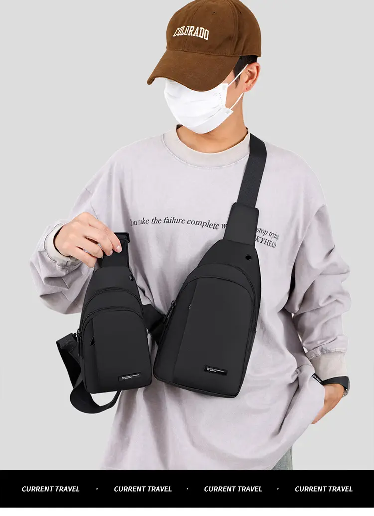 Men's Black Crossbody Bag Lightweight Casual Travel Satchel — feature 15