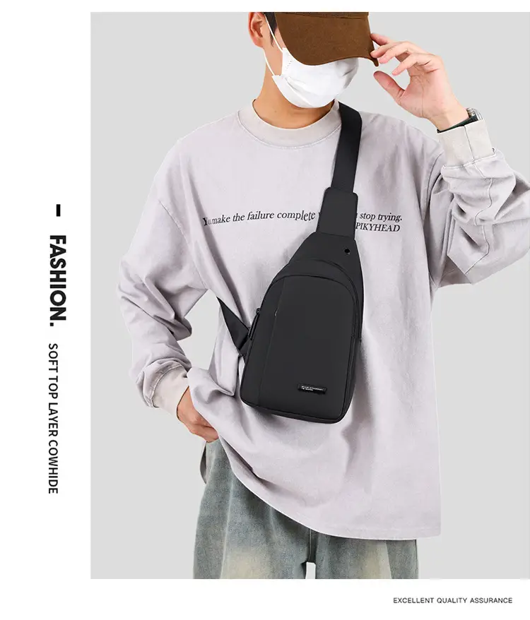 Men's Black Crossbody Bag Lightweight Casual Travel Satchel — feature 16