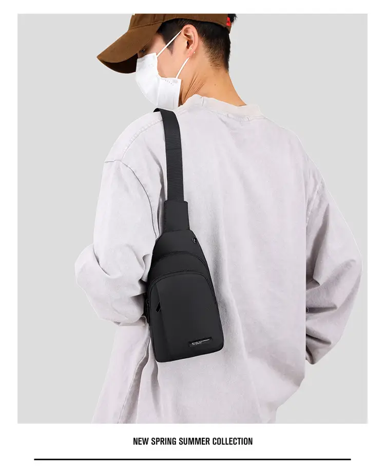 Men's Black Crossbody Bag Lightweight Casual Travel Satchel — feature 17