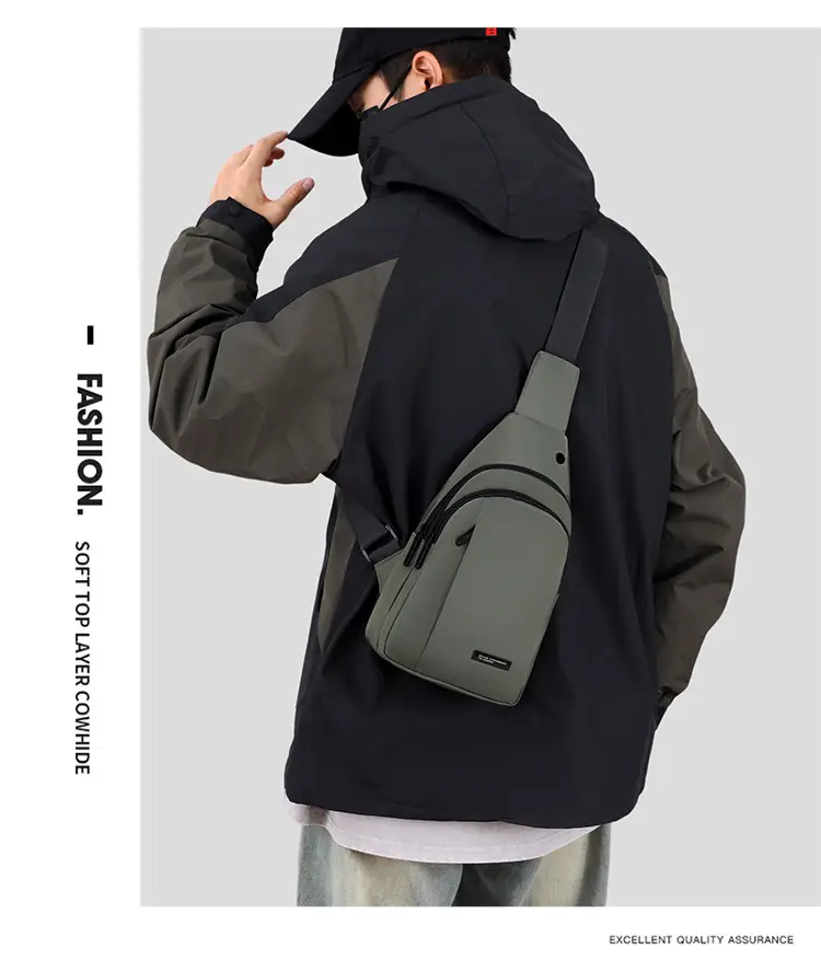 Men's Black Crossbody Bag Lightweight Casual Travel Satchel — feature 22