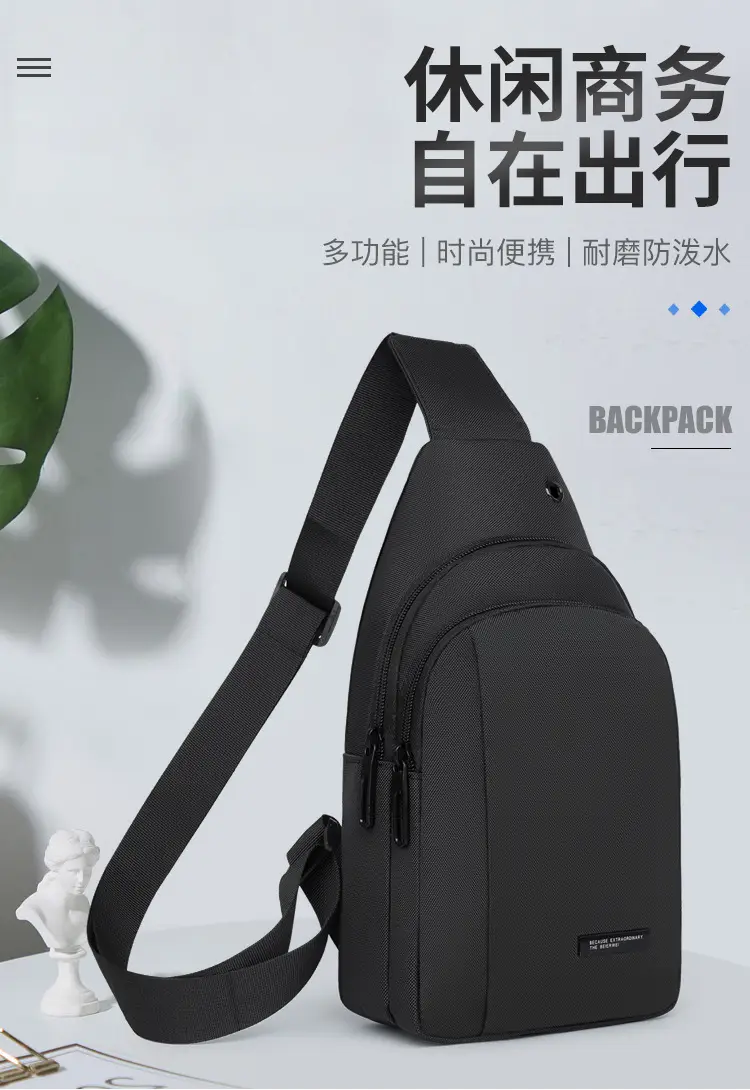 Men's Black Crossbody Bag Lightweight Casual Travel Satchel — feature 3