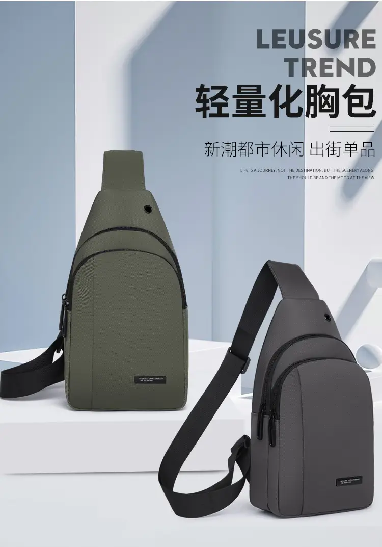 Men's Black Crossbody Bag Lightweight Casual Travel Satchel — feature 5