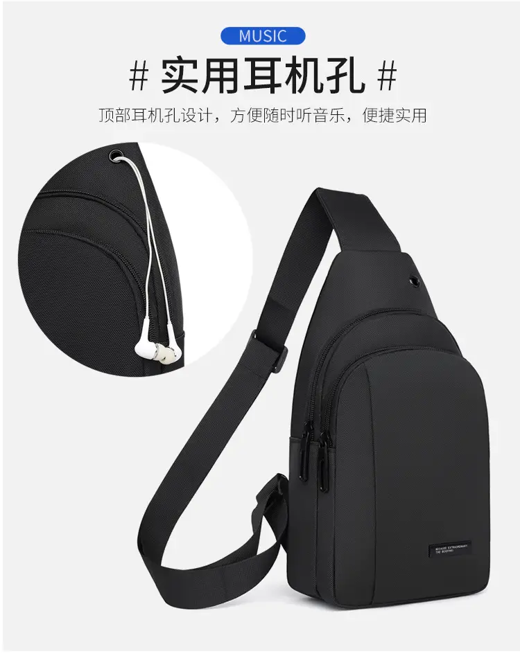 Men's Black Crossbody Bag Lightweight Casual Travel Satchel — feature 6
