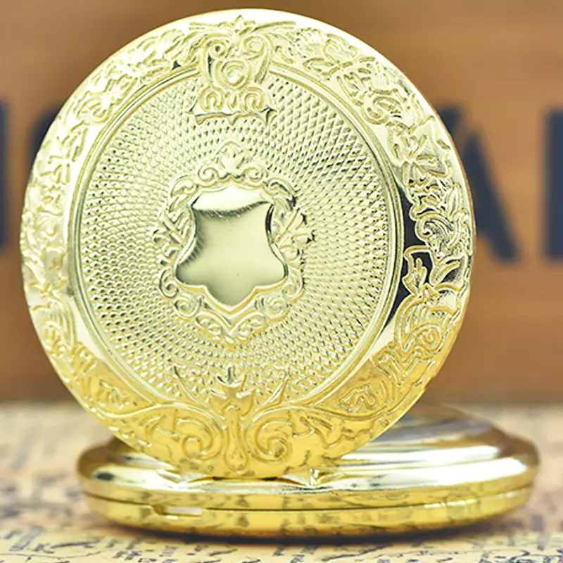 Retro European Pocket Watch with Chain & Carved Design — feature 6