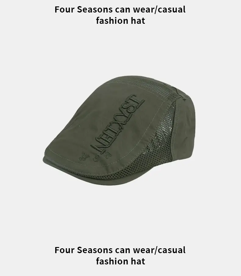 Summer Thin Mesh Beret Forward Hat with Letter Embroidery — feature 12