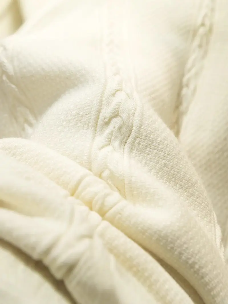 Knitted Wool A-Line Skirt Large Size White - Image 13