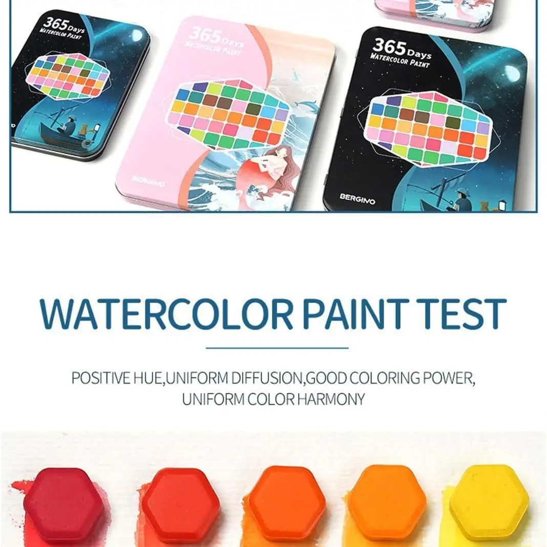 Cross-Border Solid Watercolor Paint Set Tin Box 60 Colors Beginner Watercolor Painting Tools Art Special Graffiti Painting