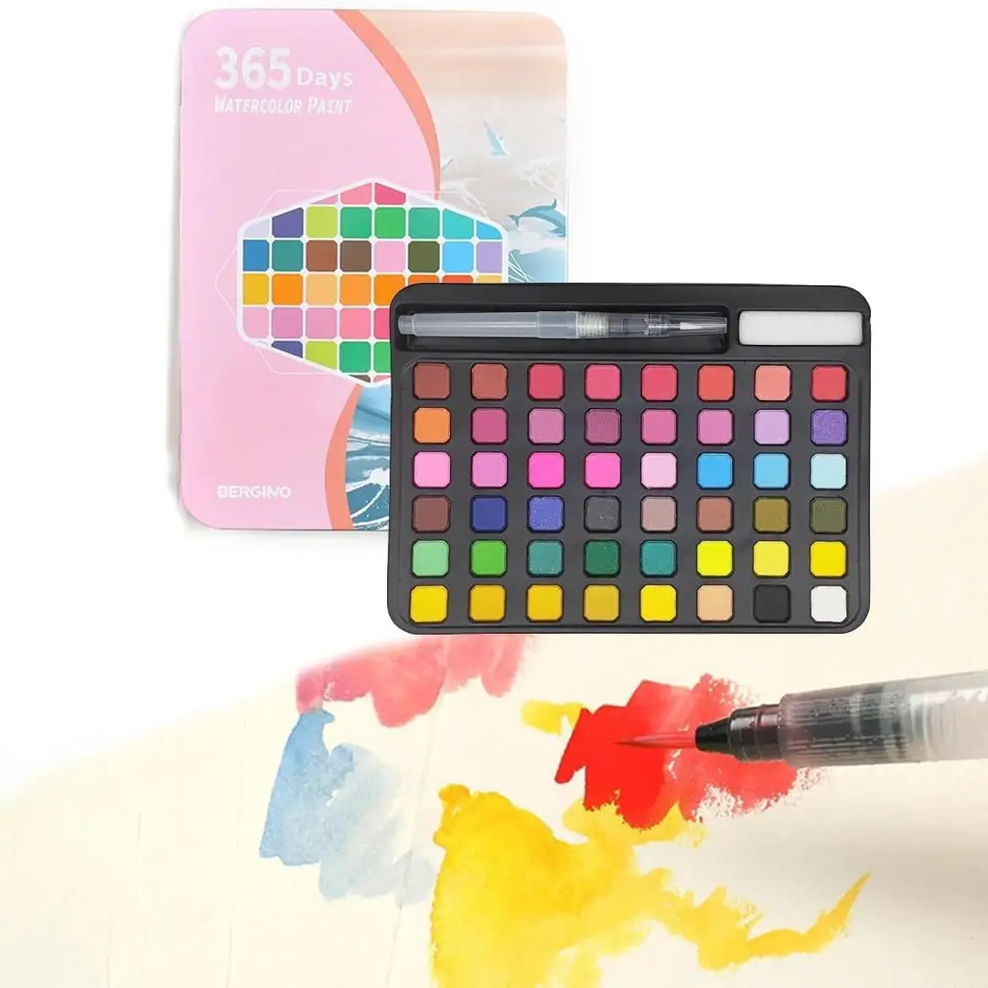 Cross-Border Solid Watercolor Paint Set Tin Box 60 Colors Beginner Watercolor Painting Tools Art Special Graffiti Painting