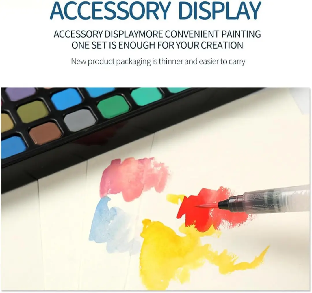 Cross-Border Solid Watercolor Paint Set Tin Box 60 Colors Beginner Watercolor Painting Tools Art Special Graffiti Painting — feature 2