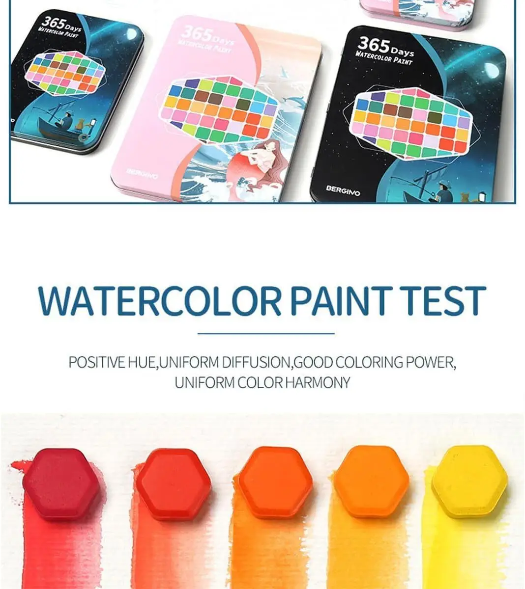 Cross-Border Solid Watercolor Paint Set Tin Box 60 Colors Beginner Watercolor Painting Tools Art Special Graffiti Painting — feature 3