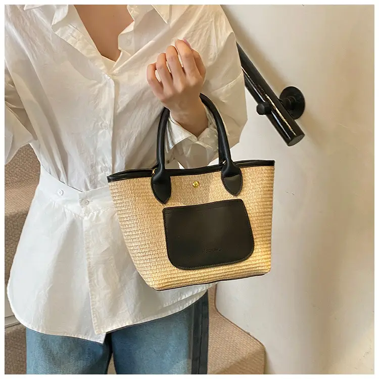 Women Crossbody Straw Tote Bag Red Orange 2026 — feature 12