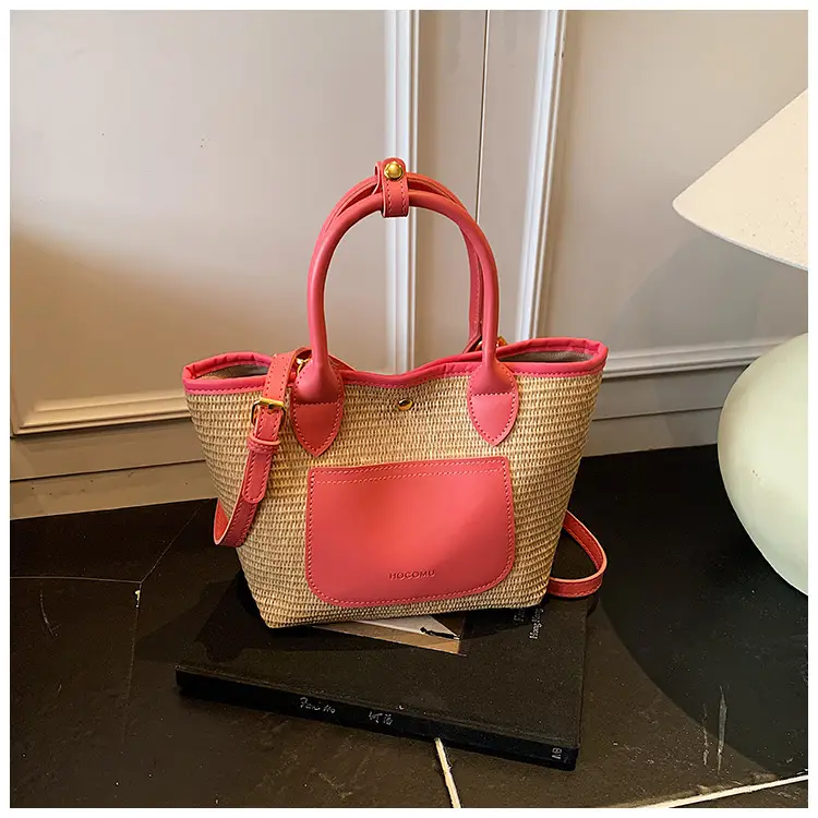 Women Crossbody Straw Tote Bag Red Orange 2026 — feature 26
