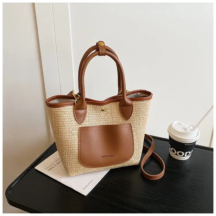 Women Crossbody Straw Tote Bag Red Orange 2026 — feature 32