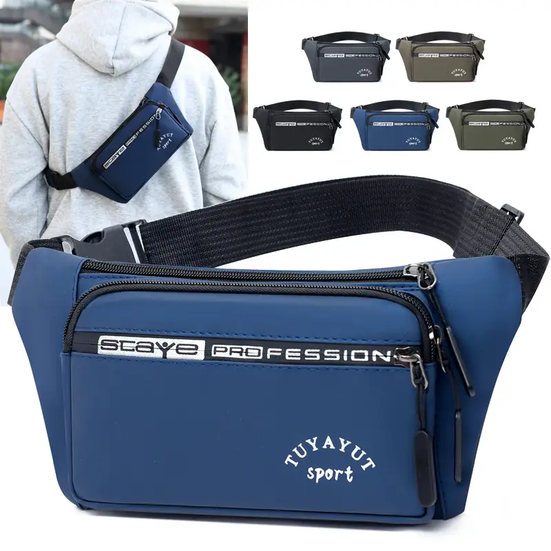 Men's Grey Waist Crossbody Bag Sport Professional