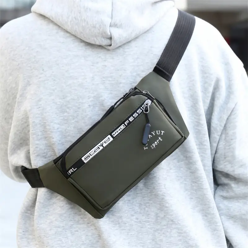 Men's Grey Waist Crossbody Bag Sport Professional