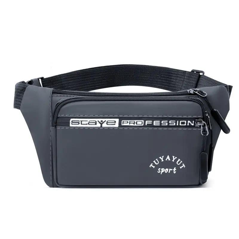 Men's Grey Waist Crossbody Bag Sport Professional