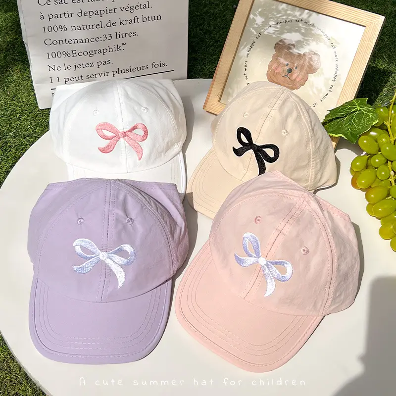 Children's Embroidered Bow Ponytail Cap for Boys Girls - Image 13