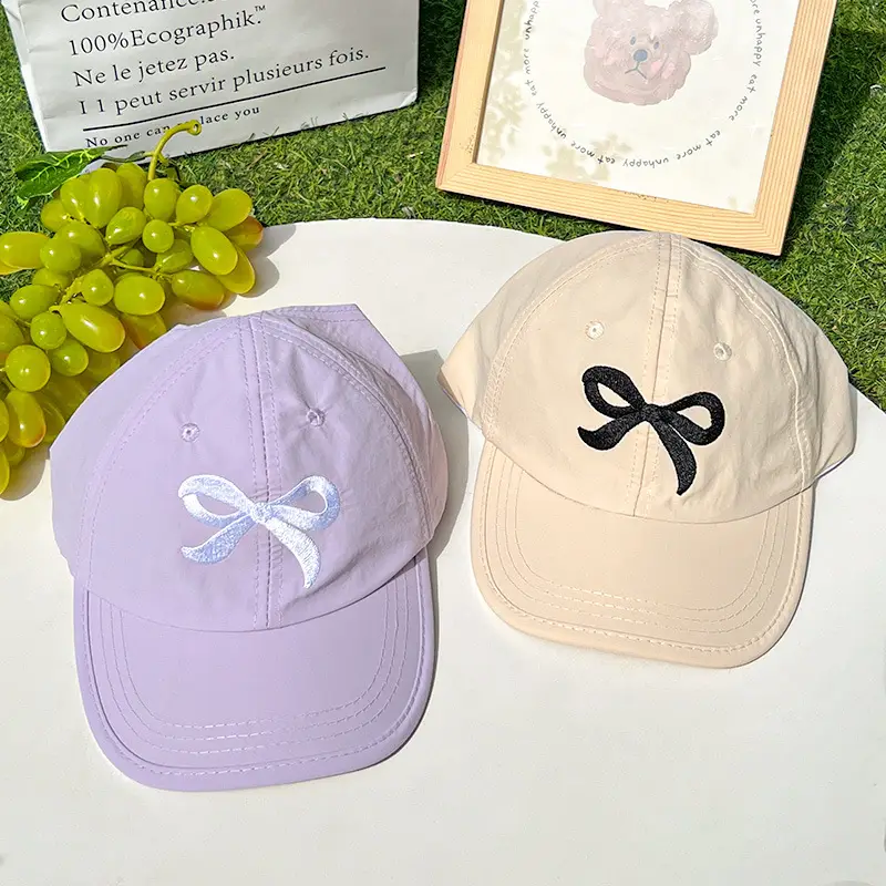 Children's Embroidered Bow Ponytail Cap for Boys Girls - Image 6
