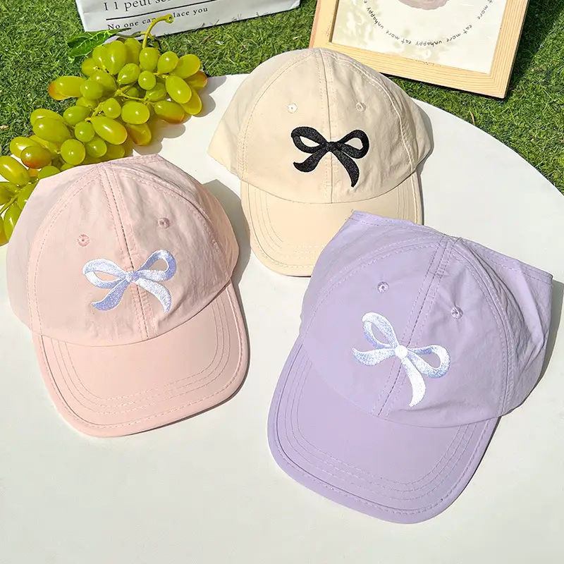 Children's Embroidered Bow Ponytail Cap for Boys Girls - Image 8