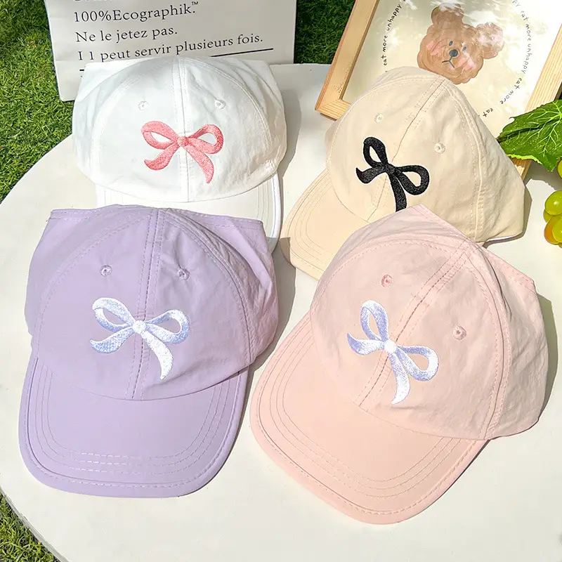 Children's Embroidered Bow Ponytail Cap for Boys Girls - Image 9