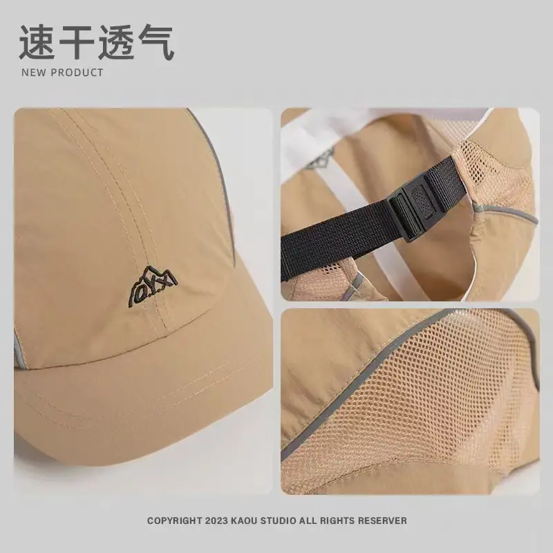 Men Mesh Breathable Sun Hat Gray Quick Dry - Image 8