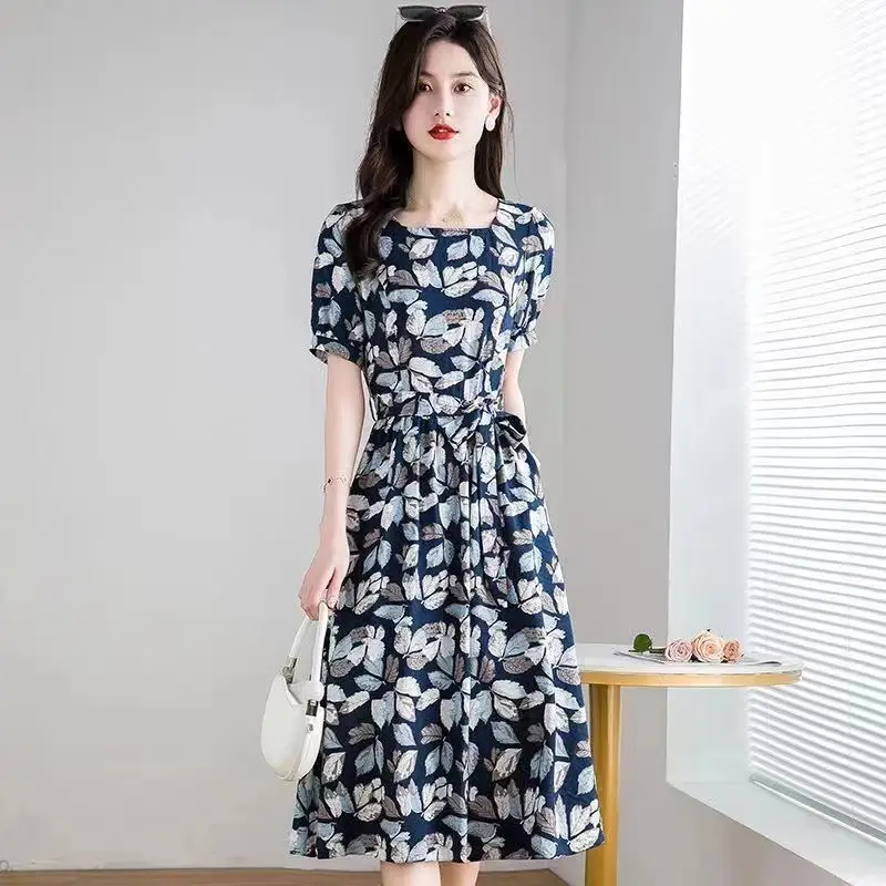 Korean Style Floral Dress 2025 Summer Slimming Plus Size — feature 1