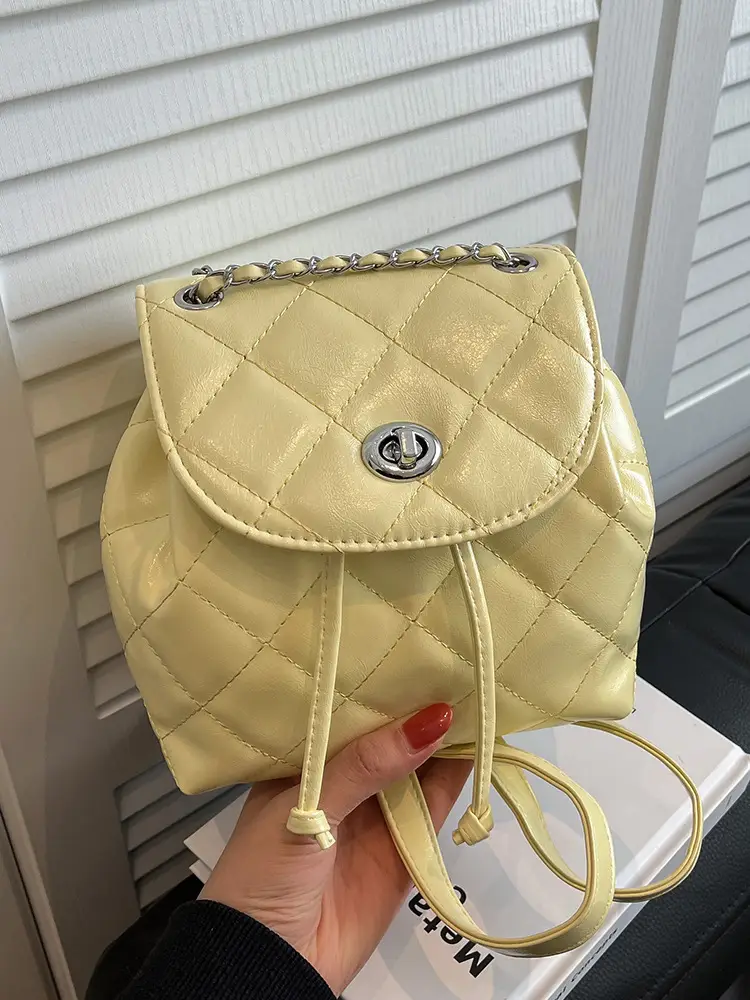 Beige Quilted One Shoulder Backpack for Women - Image 8