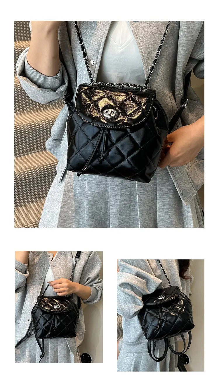 Beige Quilted One Shoulder Backpack for Women — feature 14