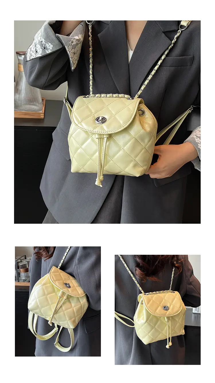 Beige Quilted One Shoulder Backpack for Women — feature 15