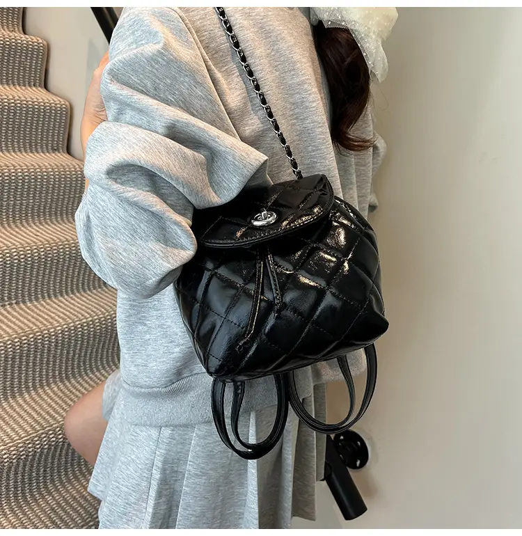 Beige Quilted One Shoulder Backpack for Women — feature 16