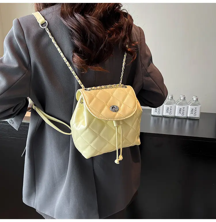 Beige Quilted One Shoulder Backpack for Women — feature 21