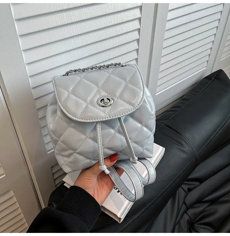 Beige Quilted One Shoulder Backpack for Women — feature 28