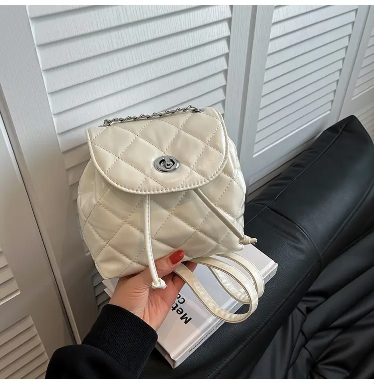 Beige Quilted One Shoulder Backpack for Women — feature 30
