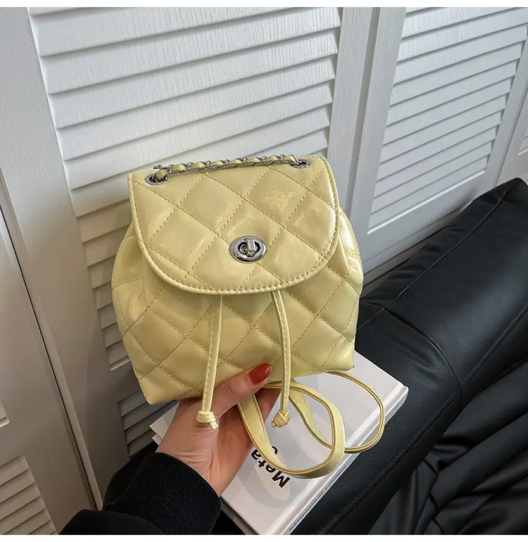 Beige Quilted One Shoulder Backpack for Women — feature 31