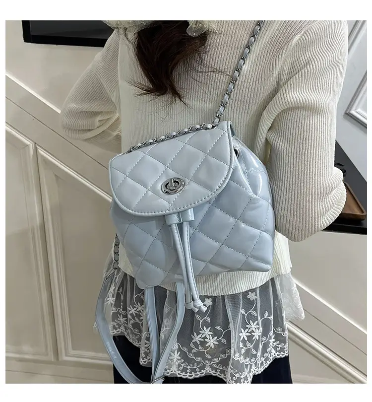 Beige Quilted One Shoulder Backpack for Women — feature 4