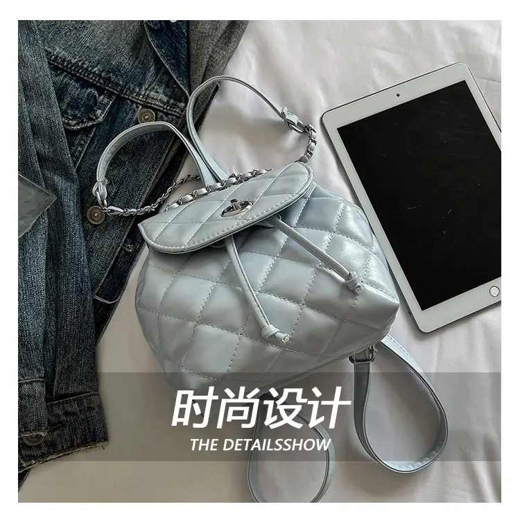 Beige Quilted One Shoulder Backpack for Women — feature 7