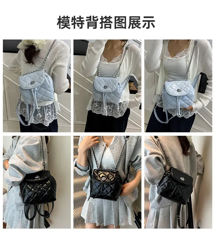 Beige Quilted One Shoulder Backpack for Women — feature 9