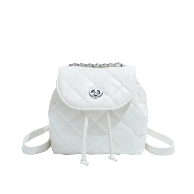 Beige Quilted One Shoulder Backpack for Women - Image 2