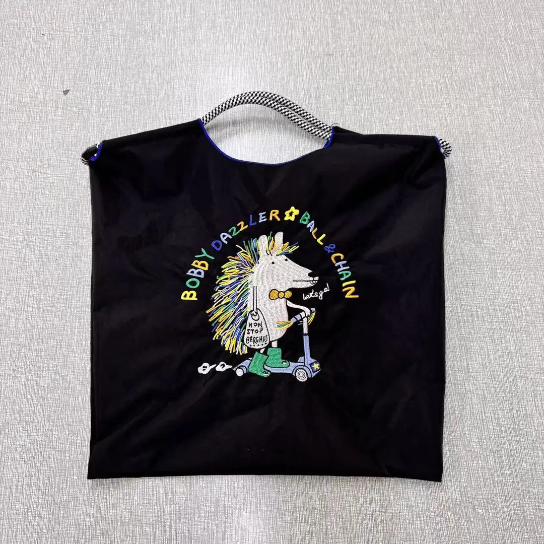 Blue Bottle Embroidered Large Capacity Tote Bag
