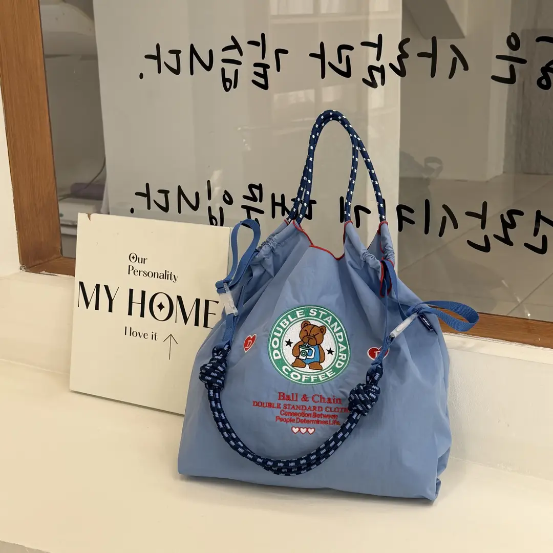 Blue Bottle Embroidered Large Capacity Tote Bag - Image 9